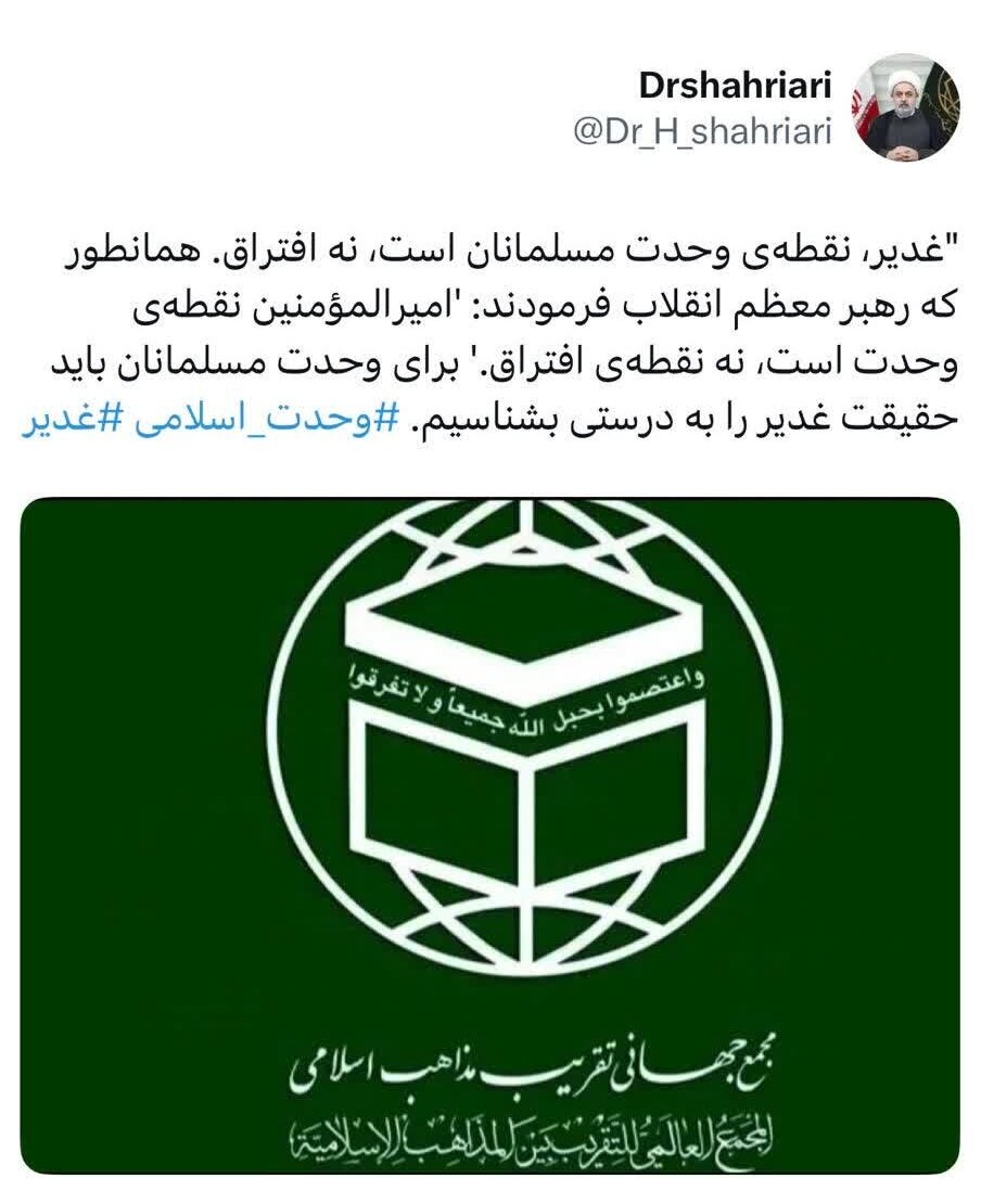 واکنش دبیرکل مجمع جهانی تقریب مذاهب به حواشی اخیر:  غدیر، نقطه وحدت مسلمانان است