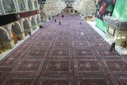 تقرير مصور/  فرش صحن مرقد أبي الفضل العباس (عليه السلام) بالسجاد الجديد