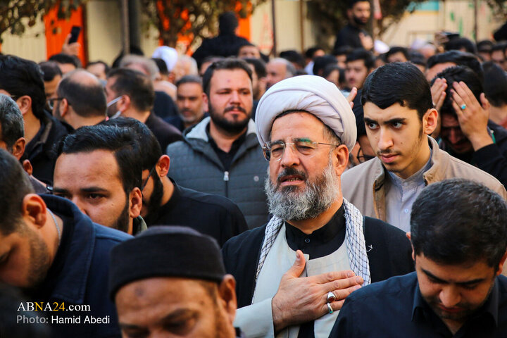 دسته عزای شهادت حضرت فاطمه زهرا(س) با حضور آیت‌الله وحیدخراسانی
