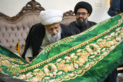 Photos: Ayatollah Karimi Jahromi visits workshop for sewing inner covers of holy shrines in Isfahan
