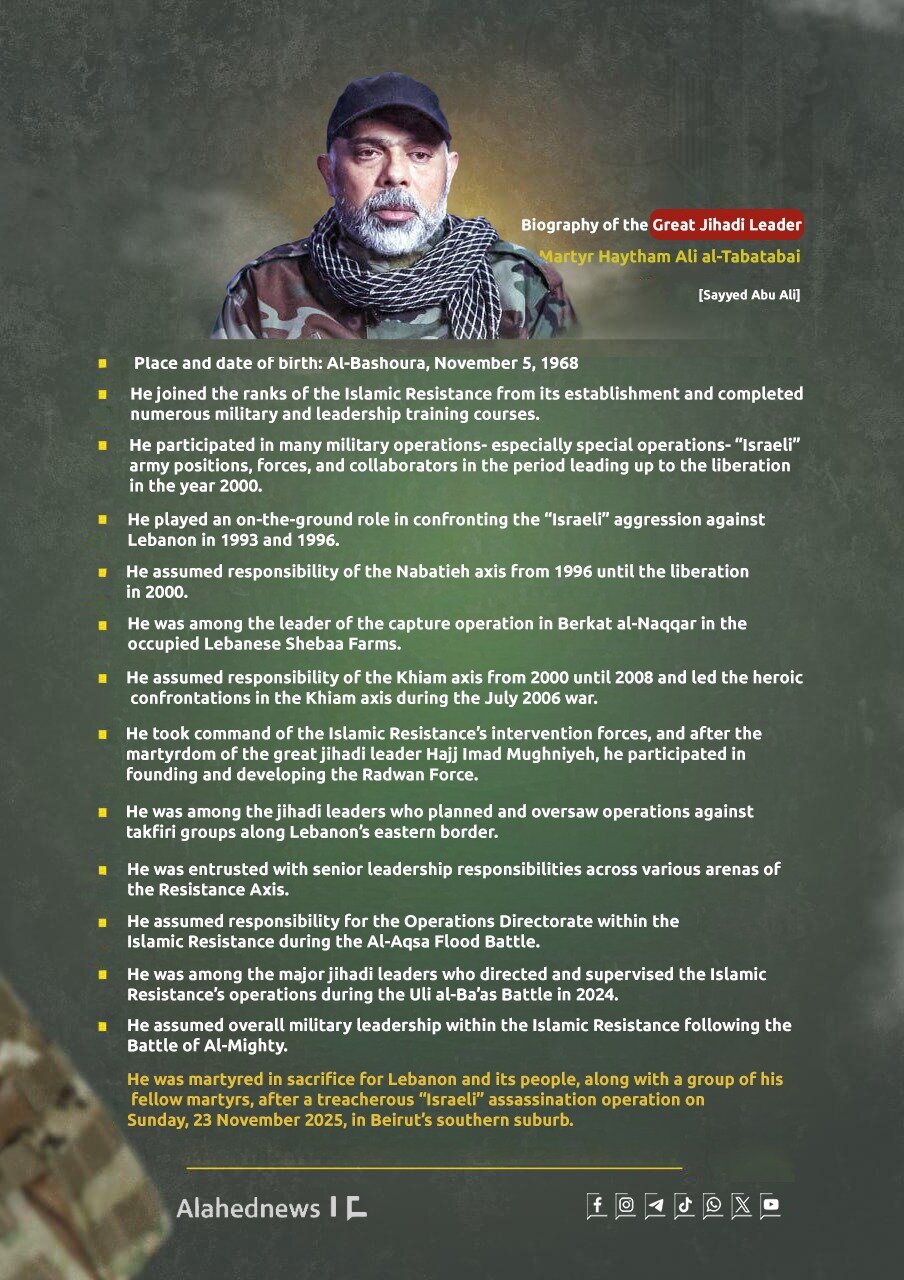 Biography of the Great Jihadi Leader, Martyr Haytham Ali al-Tabatabai "Sayyed Abu Ali"