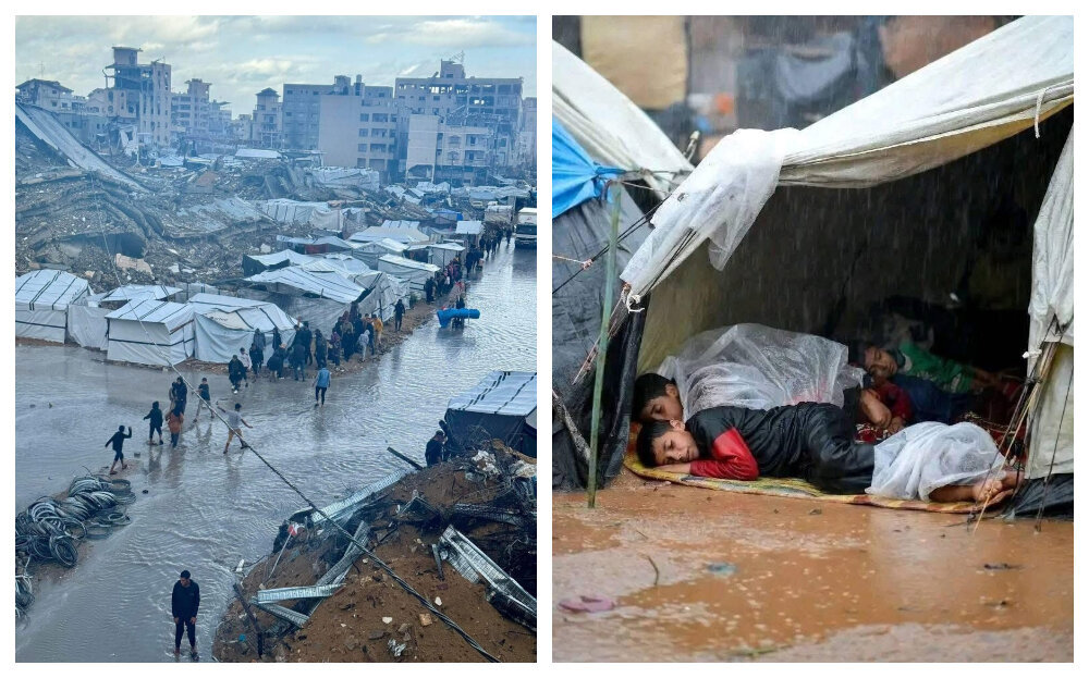 غزہ کے مظلوم عوام سیلاب اور ملبے میں گھر گئے؛ انسانی المیہ شدت اختیار کر گیا + تصاویر