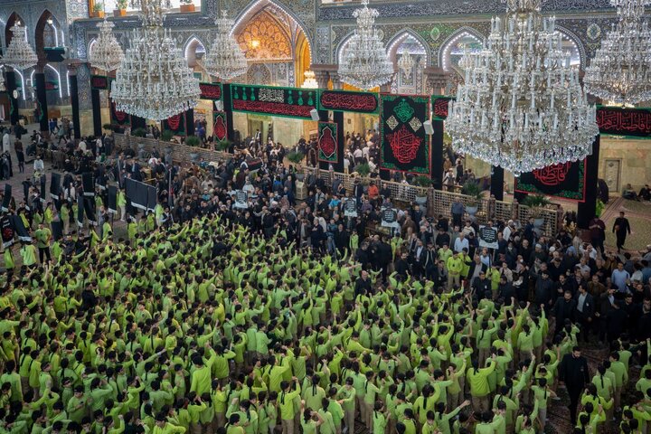 تقرير مصور/ مشاركة أكثر من 2000 طالب ب مسيرة لإحياء ذكرى استشهاد السيدة فاطمة الزهراء في كربلاء