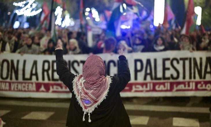 تظاهرات گسترده در بیش از ۴۰ شهر اسپانیا در حمایت از فلسطین + تصاویر