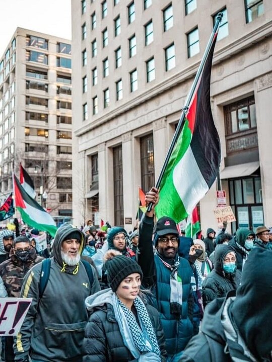 آمریکہ کے شہر بالتیمور میں فلسطین کی حمایت میں احتجاجی ریلی+ تصاویر