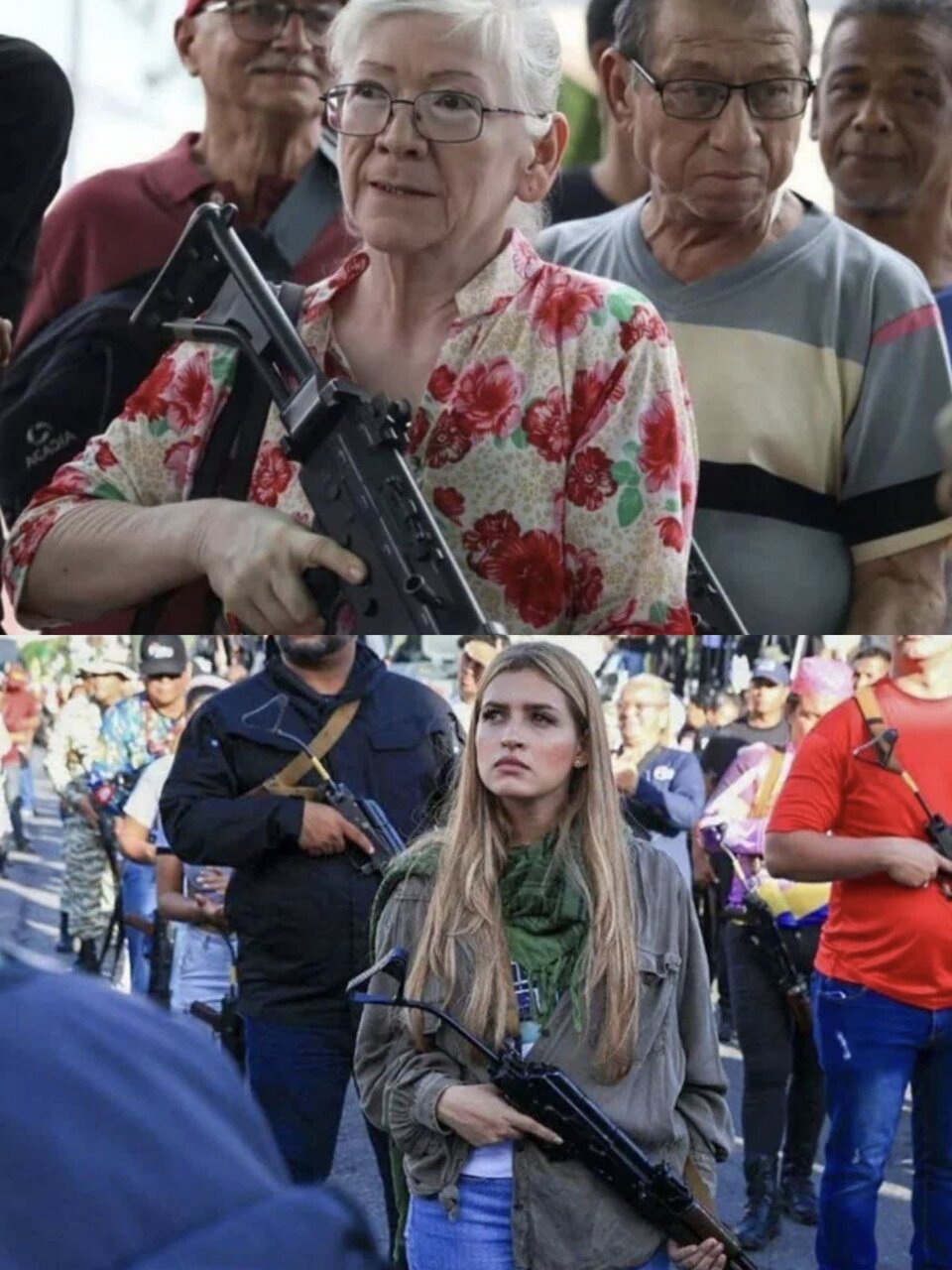 ဗင်နီဇွဲလားတွင် လူငယ်များ နှင့် လူကြီးများသည် အမေရိကန်၏ ကျူးကျော်မှုကို ခုခံကာကွယ်ရန် စစ်ရေး လေ့ကျင့်မှုများကို ရယူနေ