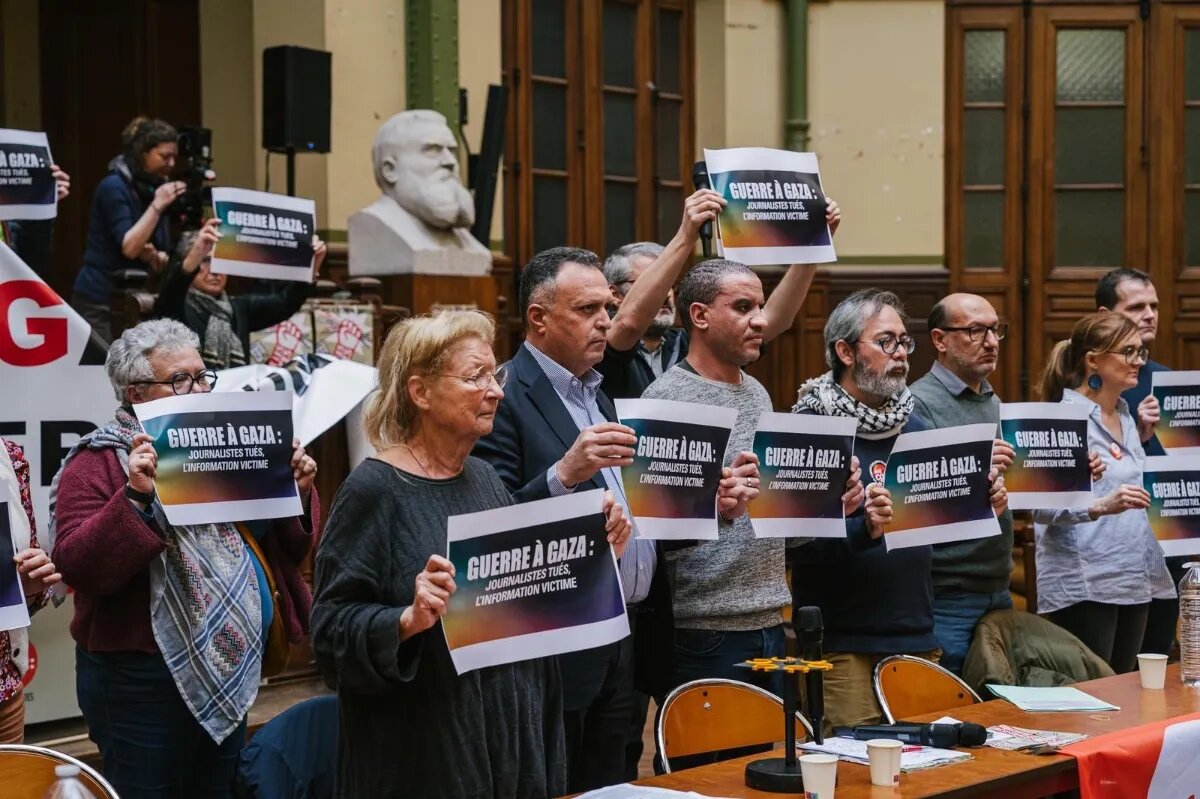 French unions hold solidarity festival for Palestinian journalists in Gaza