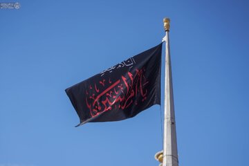 Photos: Purified Alawi courtyard draped with banners of sorrow in commemoration of passing of Lady Umm al-Banin