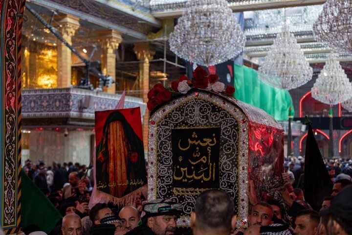 تقرير مصور/ مشاركة واسعة بتشييع رمزي لنعش السيدة أم البنين (عليها السلام) في كربلاء