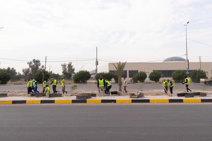 تقرير مصور/ حملة لتشجير طريق (يا حسين) بين النجف وكربلاء