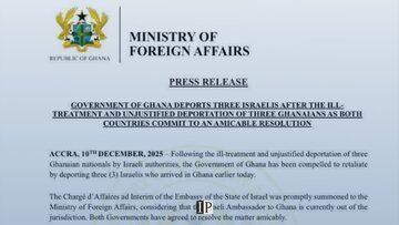 Ghana deports three Israeli nationals in reciprocal move