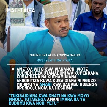 Mwenyekiti wa JMAT–TAIFA: Tukipendana na Kusaidiana Tutajenga Amani ya Taifa Letu