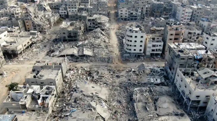 Gaza Buildings Damaged by Israeli Strikes Collapse Amid Heavy Rainfall