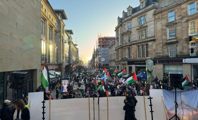 Scottish cities hold mass march for Palestine at Christmas
