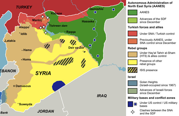 “Xetereya şerê bi temamî li navbera Kurdan û hikûmeta El-Şera’ bi geşbûnê ye.”