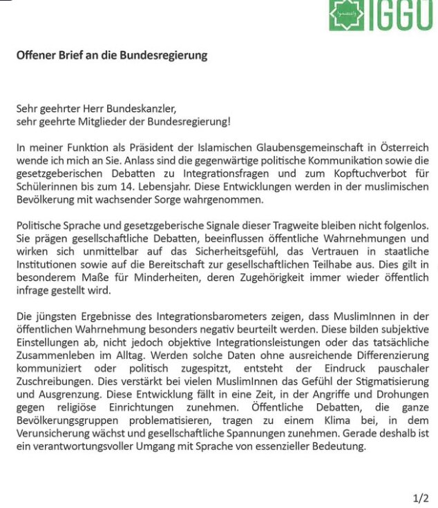 Carta abierta de la Comunidad Islámica de Austria al Gobierno: la prohibición del hiyab y el discurso discriminatorio violan la libertad religiosa
