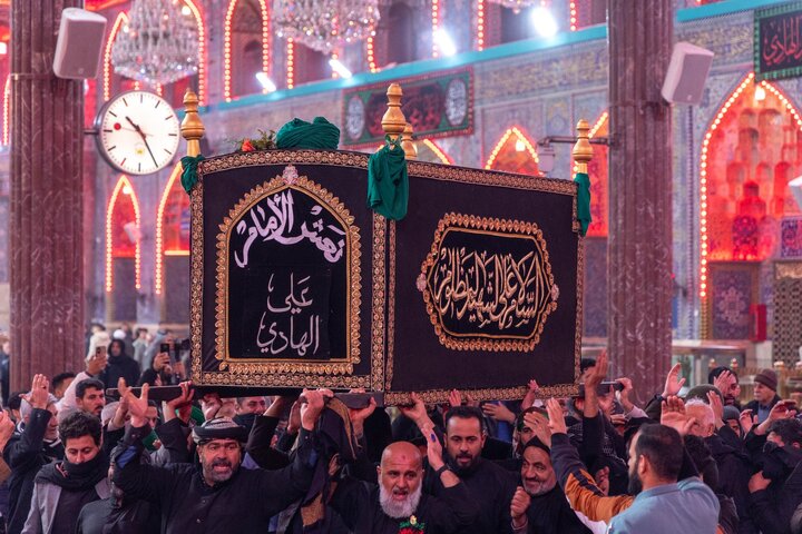 تقرير مصور/ تشييع النعش الرمزي للإمام الهادي (عليه السلام) عند العتبتين المقدستين في كربلاء