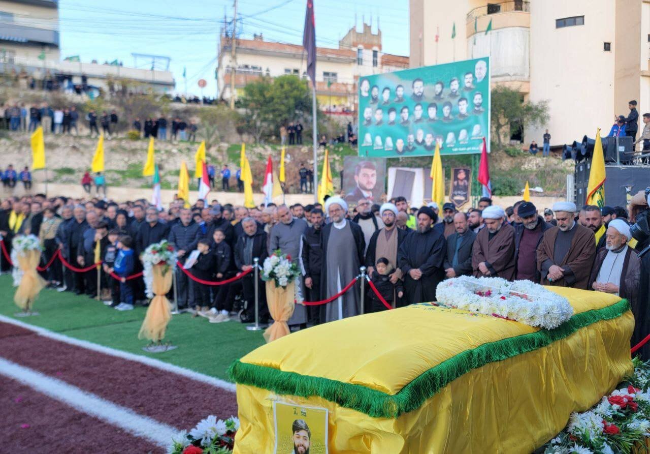 تشییع شهدای حزبالله در جنوب لبنان برگزار شد + تصویر