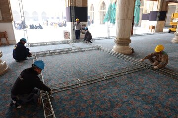 Photos: Kufa Grand mosque prepares special spaces for worshippers during iʿtikāf