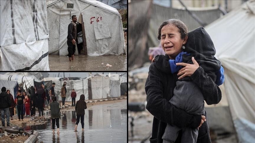 ویدیو | سیل، چادرهای آوارگان فلسطینی در ساحل خان‌یونس را با خود بُرد