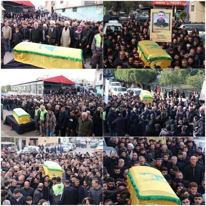 Informe fotográfico | Decenas de personas asisten al cortejo fúnebre del mártir de Hezbolá Mohammad Sobhi Hamdan en Meis al-Jabal