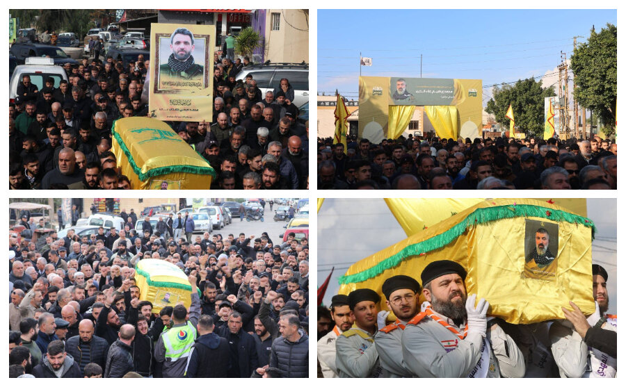 حزب‌الله، شهدای خود را در مناطقی از جنوب لبنان تشییع کرد + تصاویر