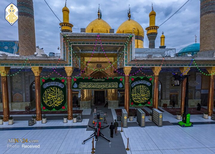 چراغانی و آذین‌بندی حرم مطهر کاظمین در آستانه میلاد فرخنده امام جواد(ع) و امام علی(ع)