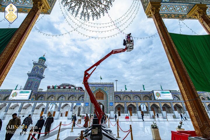 چراغانی و آذین‌بندی حرم مطهر کاظمین در آستانه میلاد فرخنده امام جواد(ع) و امام علی(ع)