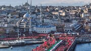 Más de medio millón de personas inundan el Puente de Gálata en Estambul contra el genocidio israelí en Gaza