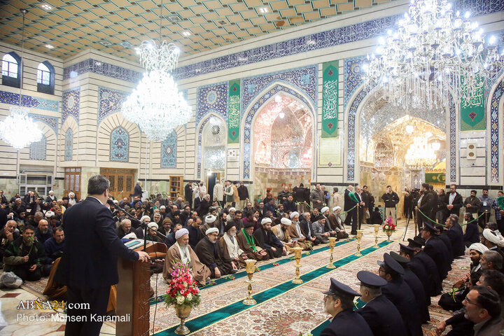 Informe fotográfico | Ceremonia de lectura de El sermon por los servidores del santuario de la Excelencia Fátima Masuma (PB) en conmemoración del ayatolá Mohammad-Taqi Mesbah-Yazdi