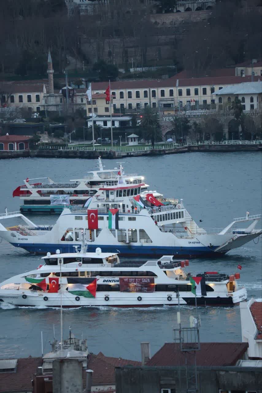 تصاویر | تظاهرات صدها هزار نفر در استانبول در حمایت از فلسطین همزمان با آغاز سال نو میلادی