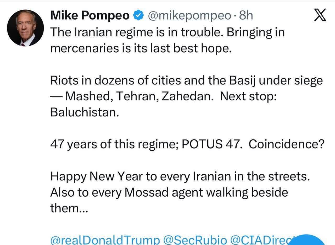 Walang-Kapantay na Pag-amin ni Pompeo: May mga Ahente ng Mossad sa mga Kaguluhan sa Iran