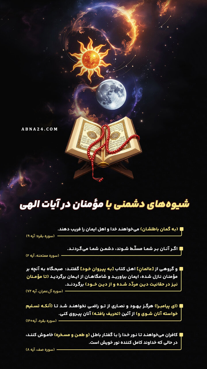 اینفوگرافی | شیوههای دشمنی با مؤمنان در آیات الهی