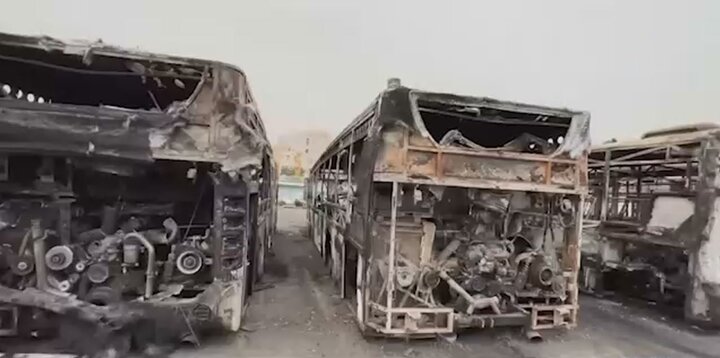 ویدیو | خسارات تروریست‌ها و اغتشاشگران به اتوبوس‌های خط واحد تهران