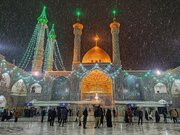 Photos: Snowy atmosphere of Fatima Masoumeh shrine on eve of Hazrat Abbas birth anniversary
