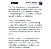 “Harris: Nilalapastangan ni Trump ang ating mga karapatan at kalayaan”