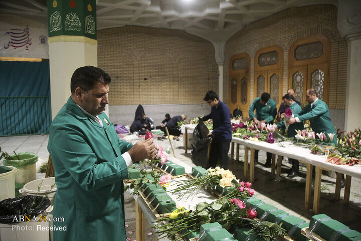 گل‌آرایی حرم حضرت معصومه(س) در آستانۀ ماه شعبان