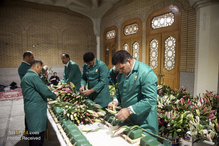 گل‌آرایی حرم حضرت معصومه(س) در آستانۀ ماه شعبان
