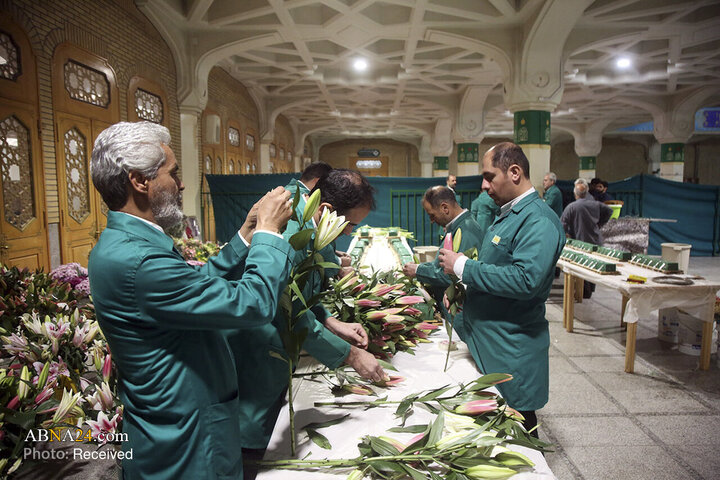 گل‌آرایی حرم حضرت معصومه(س) در آستانۀ ماه شعبان