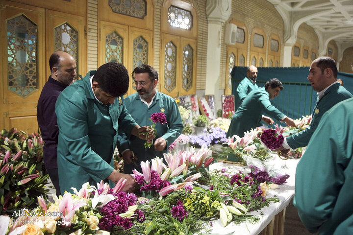 گل‌آرایی حرم حضرت معصومه(س) در آستانۀ ماه شعبان