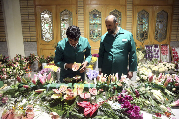گل‌آرایی حرم حضرت معصومه(س) در آستانۀ ماه شعبان