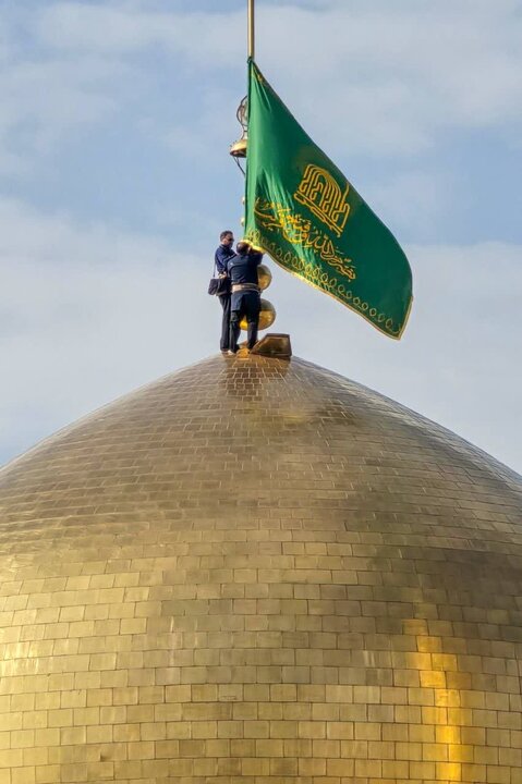 Photos: Installation of Special Mid‑Sha’ban Celebration Banners at Courtyards of Imam Reza Shrine