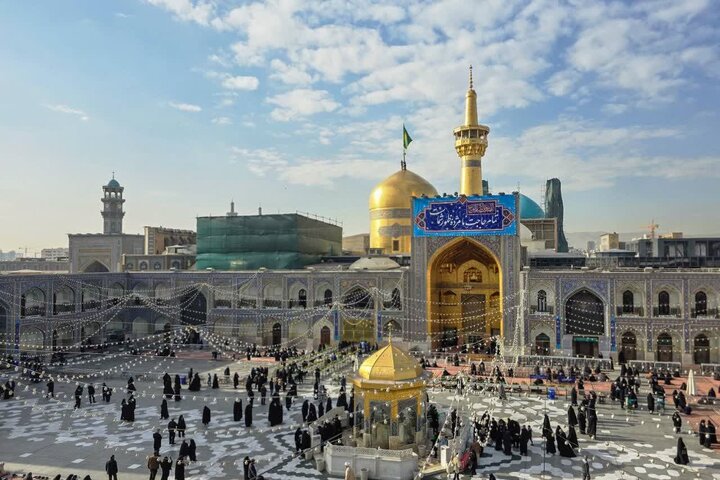 Photos: Installation of Special Mid‑Sha’ban Celebration Banners at Courtyards of Imam Reza Shrine