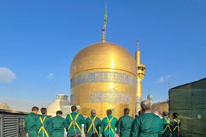 Photos: Installation of Special Mid‑Sha’ban Celebration Banners at Courtyards of Imam Reza Shrine