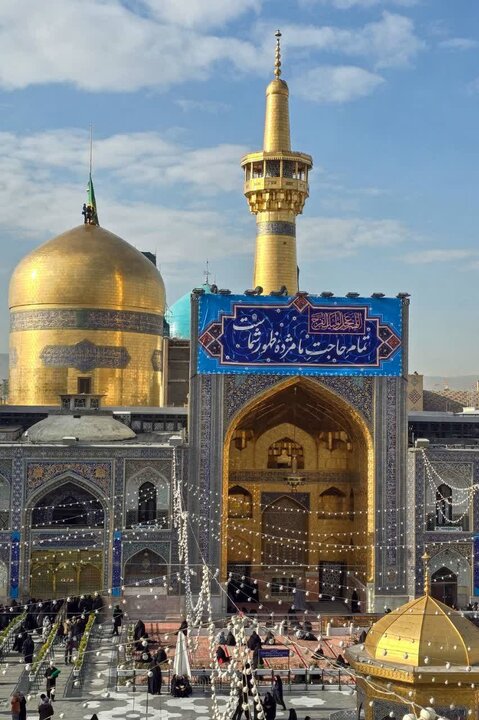 Photos: Installation of Special Mid‑Sha’ban Celebration Banners at Courtyards of Imam Reza Shrine