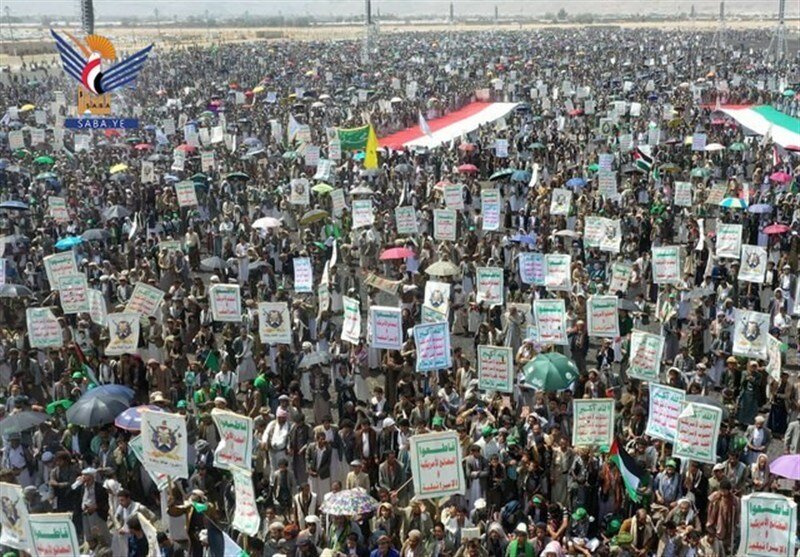 یمن کے شہر صعدہ میں فلسطین کی حمایت میں احتجاجی مظاہرہ