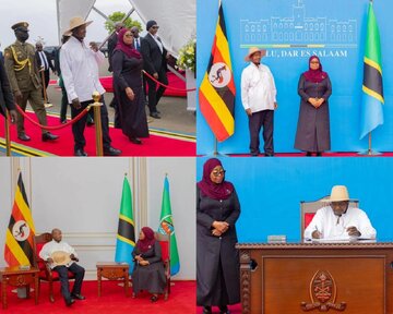 Rais Samia Ampokea Rais Museveni Ikulu Dar es Salaam kwa Ziara ya Kikazi ya Siku Moja +Picha