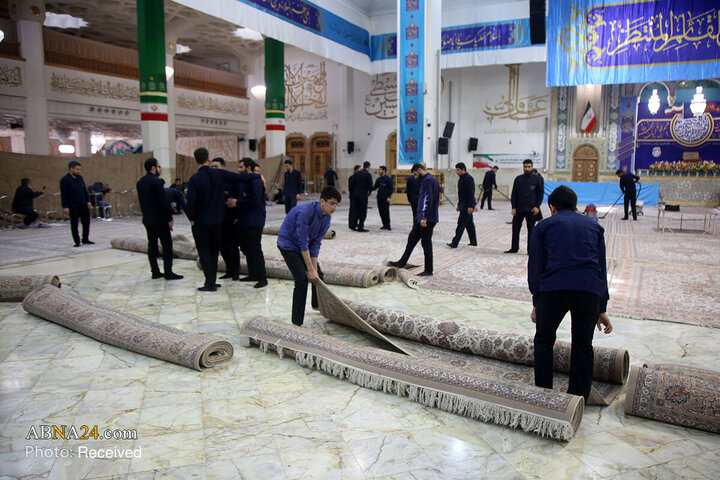 غبارروبی حرم مطهر بانوی کرامت در آستانه ماه مبارک رمضان