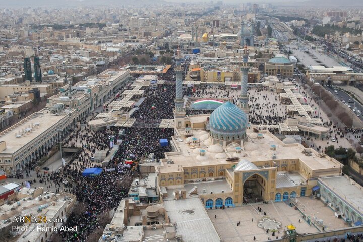 تصاویر هوایی از راهپیمایی 22 بهمن در قم