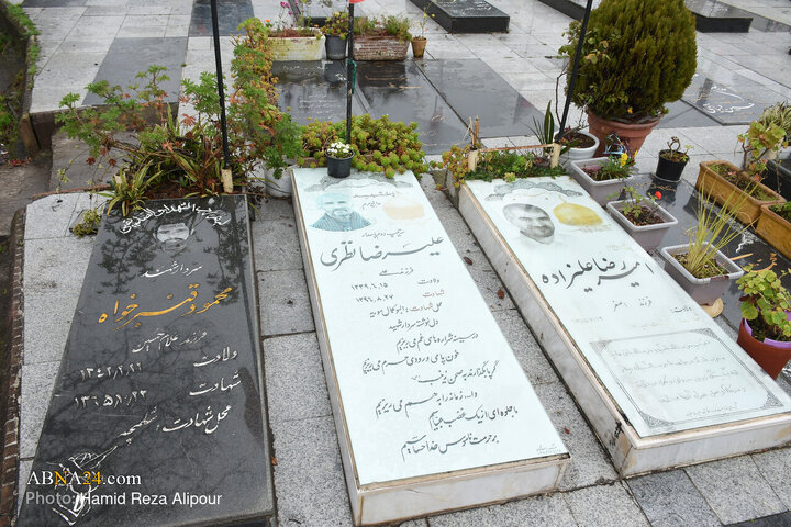 حضور آیت الله رمضانی در مسجد امام رضا(ع) و گلزار شهدای این مسجد در رودسر